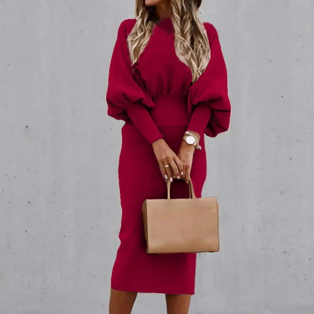 Solid Color Bodycorn Midi Dress for Women Lantern Sleeve Pencil Dress High Waist Slim Mid-Length Party Dress vestidos de fiesta
Solid Color Bodycorn Midi Dress for Women Lantern Sleeve Pencil Dress High Waist Slim Mid-Length Party Dress vestidos de fiesta