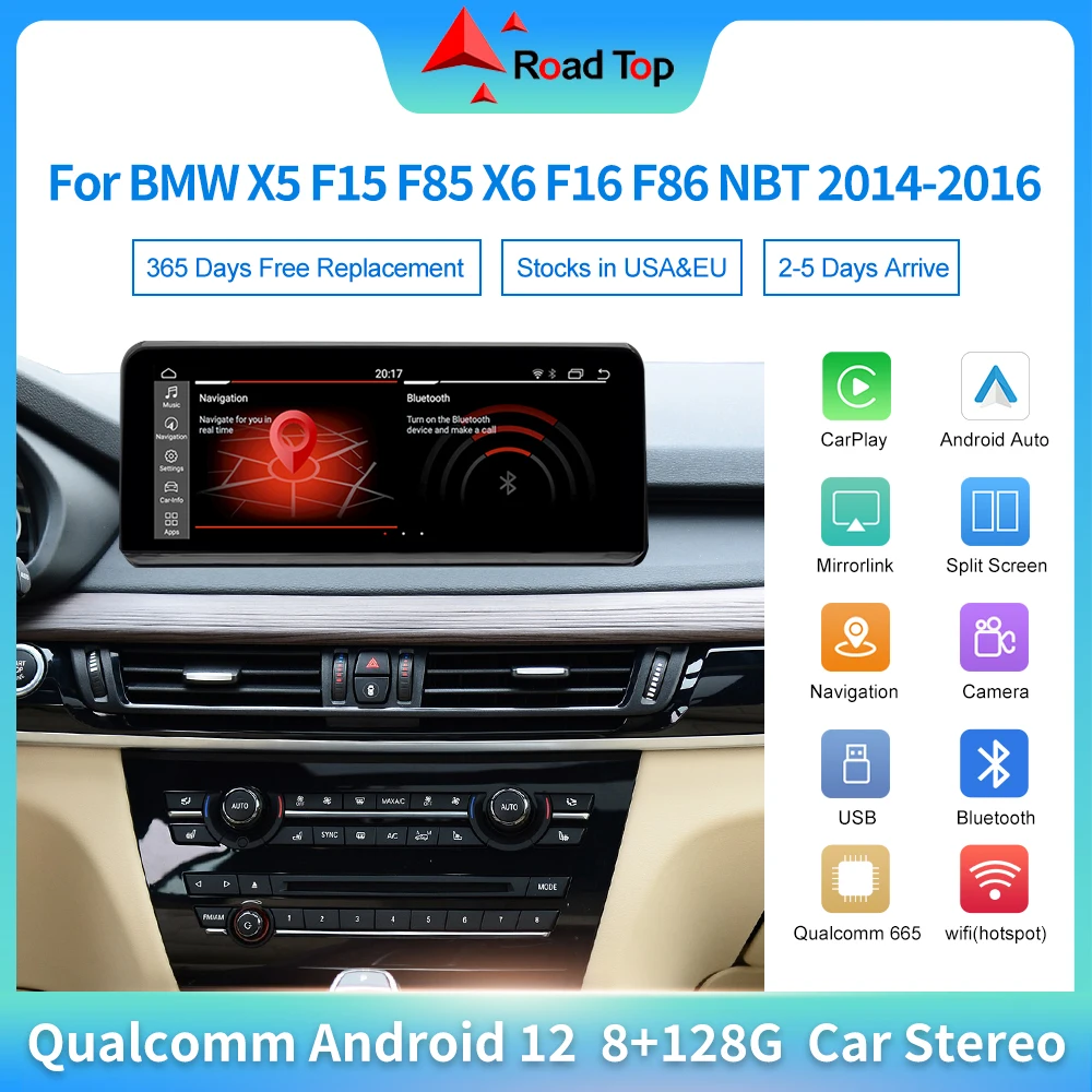 12.5” Qualcomm Android 12 Stereo Head Unit for BMW X5 F15 NBT 2014-2017 with CarPlay Auto GPS Radio Multimedia WIFI 4G LTE BT
12.5” Qualcomm Android 12 Stereo Head Unit for BMW X5 F15 NBT 2014-2017 with CarPlay Auto GPS Radio Multimedia WIFI 4G LTE BT