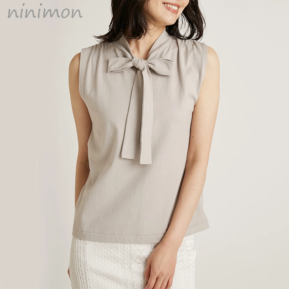 NINIMON Summer Sleeveless Chiffon Blouse Women With Bow Tie Tank Tops Casual Shirt Elegant Office Lady Versatile Blouse Kuzuwata
NINIMON Summer Sleeveless Chiffon Blouse Women With Bow Tie Tank Tops Casual Shirt Elegant Office Lady Versatile Blouse Kuzuwata