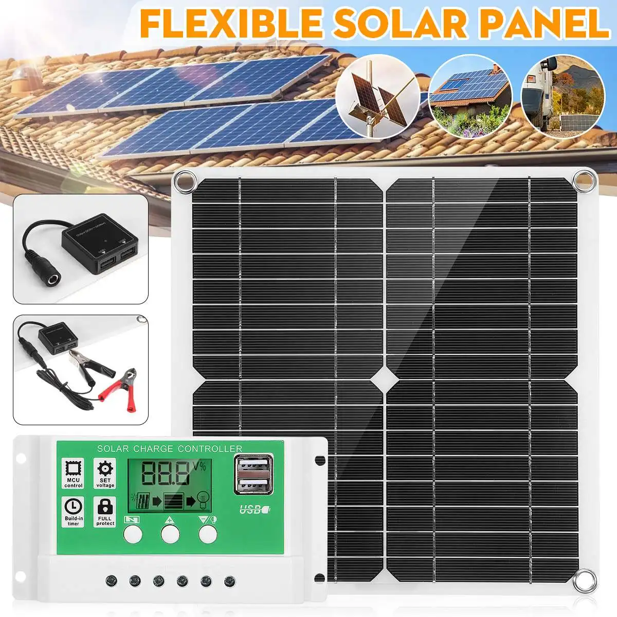40W Solar Panel Dual USB 100A Controller Solar Cell for Camping Hiking Travel Phone Yacht RV Battery Charger
40W Solar Panel Dual USB 100A Controller Solar Cell for Camping Hiking Travel Phone Yacht RV Battery Charger