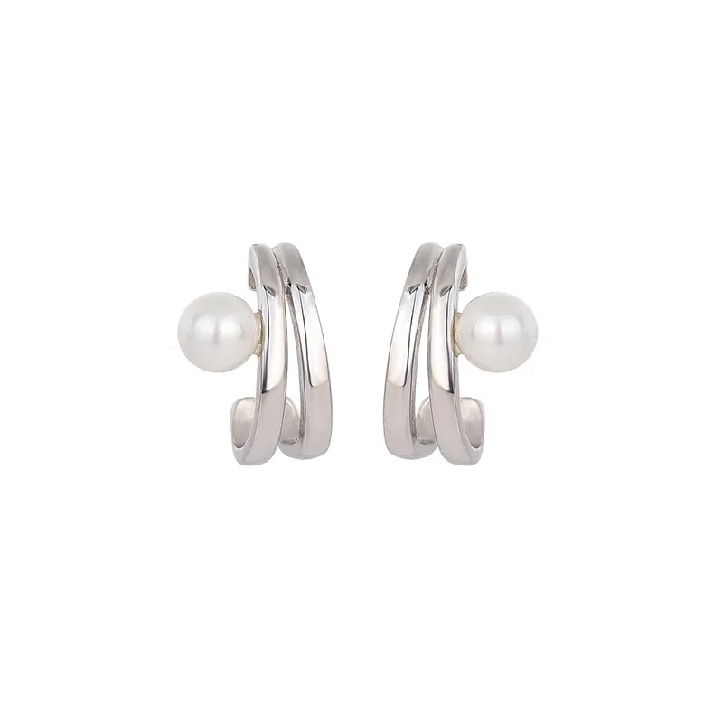 Women's 925 Sterling Silver Stud Earrings White Gold Stacked Line White Freshwater Pearl Fashion Jewelry Love Gifts for Couples
Women's 925 Sterling Silver Stud Earrings White Gold Stacked Line White Freshwater Pearl Fashion Jewelry Love Gifts for Couples
