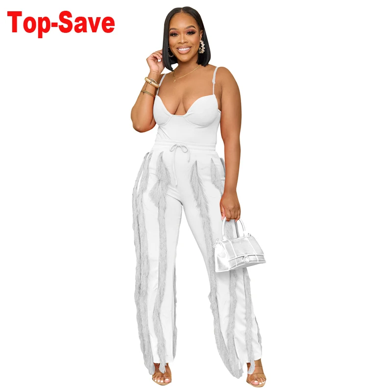 Wholesale Clothing Trousers And Top Set Women Tassel Lace Straight Pants Strapless Matching Sets Black Loungewear Two Piece Set
Wholesale Clothing Trousers And Top Set Women Tassel Lace Straight Pants Strapless Matching Sets Black Loungewear Two Piece Set