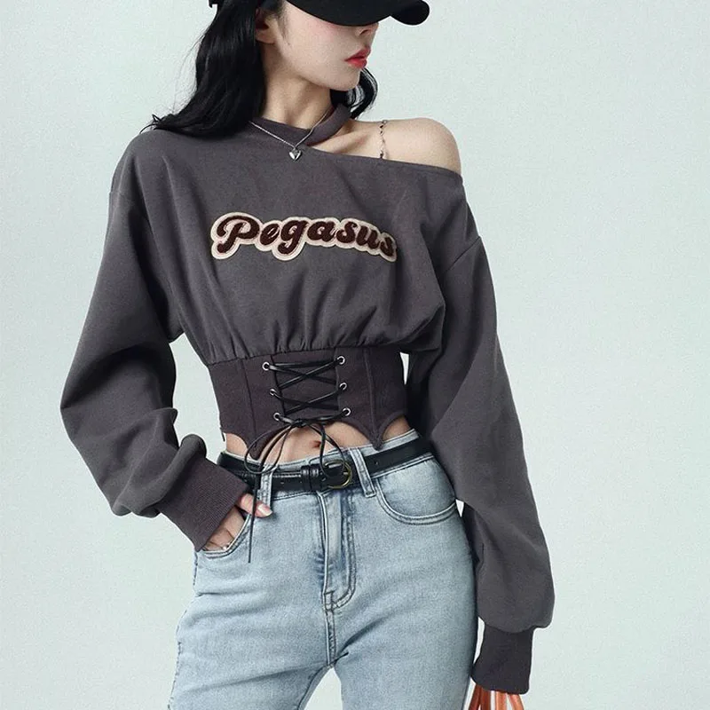 MEXZT Sexy Off Shoulder Streetwear Women Sweatshirt Pullovers Spring New Cropped Harajuku Y2k Top Korean Lace Up Lady Clothes
MEXZT Sexy Off Shoulder Streetwear Women Sweatshirt Pullovers Spring New Cropped Harajuku Y2k Top Korean Lace Up Lady Clothes