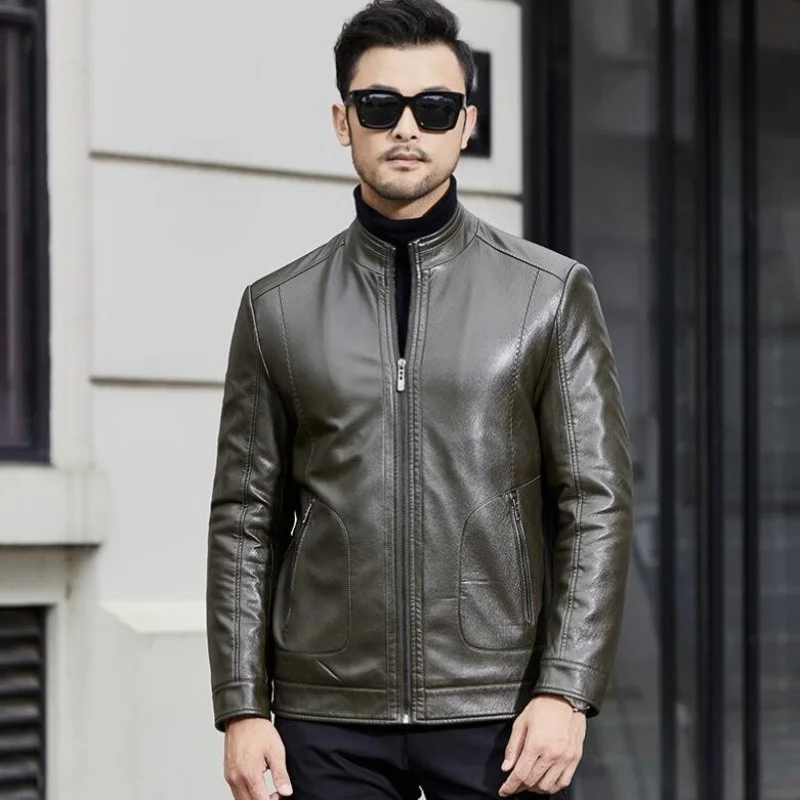 Stand-up collar jacket, men, sheep autumn and winter new business casual Men's middle-aged men's leather
Stand-up collar jacket, men, sheep autumn and winter new business casual Men's middle-aged men's leather