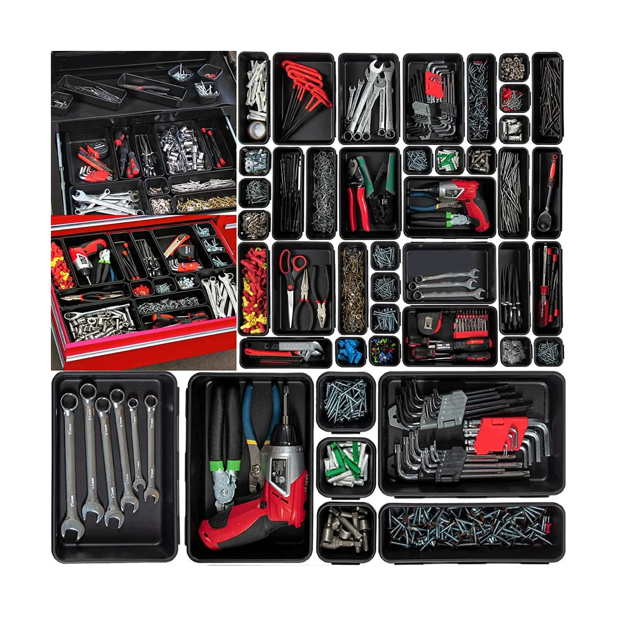 Tool Box Organizer and Storage Tray, Tool Box Drawer Organizer Bins, Toolbox Organizer Tray Divider Set, Black 32 Pack
Tool Box Organizer and Storage Tray, Tool Box Drawer Organizer Bins, Toolbox Organizer Tray Divider Set, Black 32 Pack