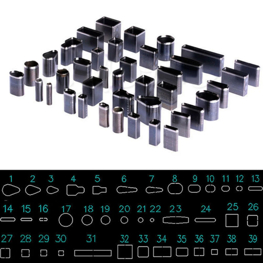 39 Shape Style Hole Hollow Cutter Punches HSS Leather Craft Punch Kits W/ Plastic Box Metal DIY Cuter Parts Hand Tools
39 Shape Style Hole Hollow Cutter Punches HSS Leather Craft Punch Kits W/ Plastic Box Metal DIY Cuter Parts Hand Tools