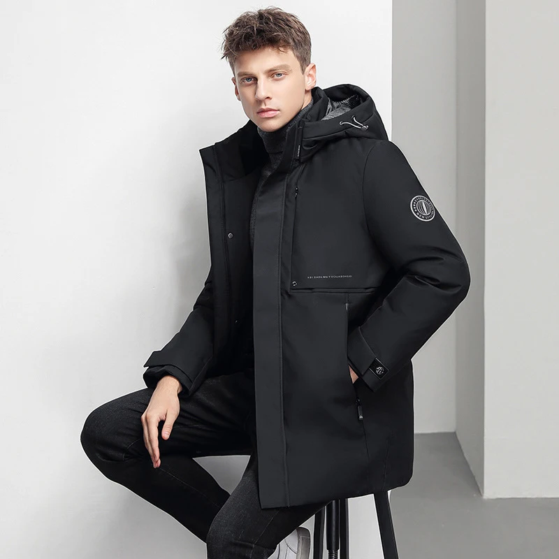 Winter Men Coat Mid-length Zipper Placket Casual Wear Detachable Hat Warm Thicken Male Fashion Solid Down Jacket Streetwear
Winter Men Coat Mid-length Zipper Placket Casual Wear Detachable Hat Warm Thicken Male Fashion Solid Down Jacket Streetwear