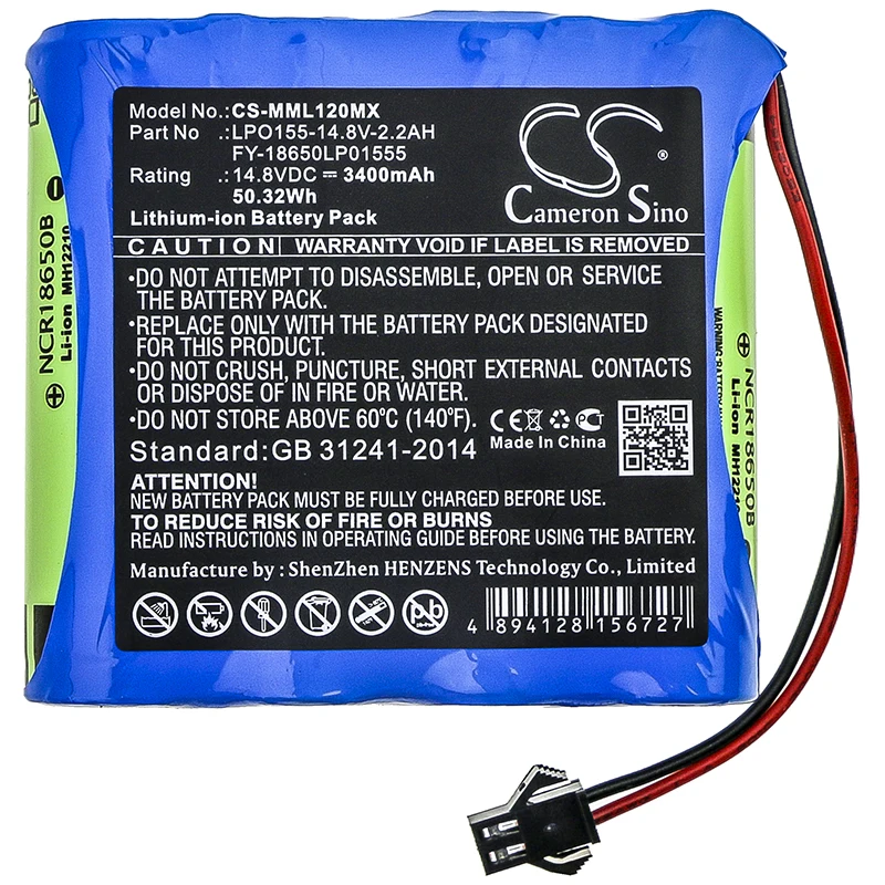 Cameron Sino 3400mAh Battery For Million FY-18650LP01555 LPO155-14.8V-2.2AH ML1500 ML1200
Cameron Sino 3400mAh Battery For Million FY-18650LP01555 LPO155-14.8V-2.2AH ML1500 ML1200