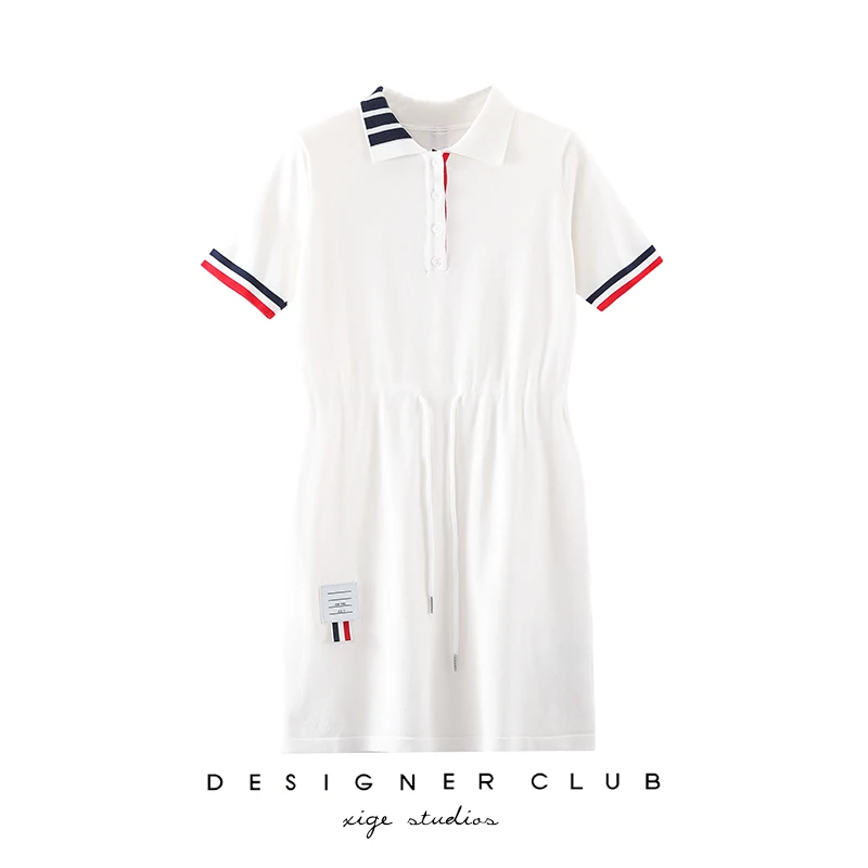 High Quality TB Korean Fashion Lapel College Style Polo Skirt Short Sleeved Waistband Casual Ice Knit Dress for Women In Summer
High Quality TB Korean Fashion Lapel College Style Polo Skirt Short Sleeved Waistband Casual Ice Knit Dress for Women In Summer