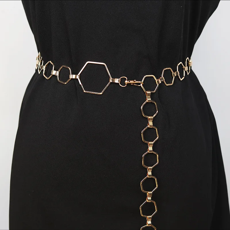 Fashion Hexagon Metal Chain Thin Belts For Women Clothes Dress Long Slim Waistband Lady Geometry Gold Sliver Hip Hop Waist Strap
Fashion Hexagon Metal Chain Thin Belts For Women Clothes Dress Long Slim Waistband Lady Geometry Gold Sliver Hip Hop Waist Strap