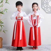 Hanfu Boys Girl Traditional Chinese Dress School Clothes Style Ancient Childrens Performance Students Red Modern Hanfu Kids