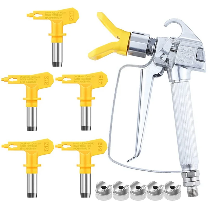 GTBL Airless Paint Sprayer Machine With 5Pcs Tips And Nozzle Guard 211 313 415 517 619 Airless Spray Tips For Spray Paint
GTBL Airless Paint Sprayer Machine With 5Pcs Tips And Nozzle Guard 211 313 415 517 619 Airless Spray Tips For Spray Paint