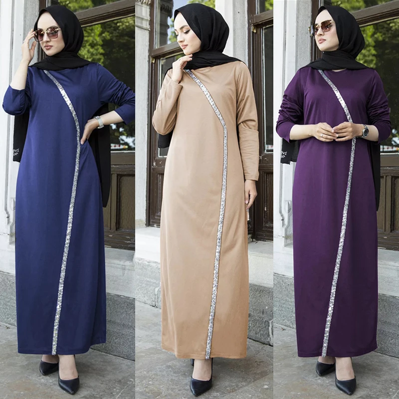 

ИД мусульманская женская абайя со стразами Кафтан Макси платье Рамадан джалабия Арабская одежда Дубай, Турция Caftan Abayas традиционная одежда