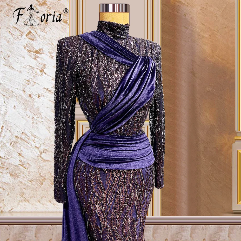 Purple Velvet Vintage Mermaid Evening Dresses with Side Train High Neck Beaded Saudi Arabic Dubai Long Formal Party Gown
Purple Velvet Vintage Mermaid Evening Dresses with Side Train High Neck Beaded Saudi Arabic Dubai Long Formal Party Gown