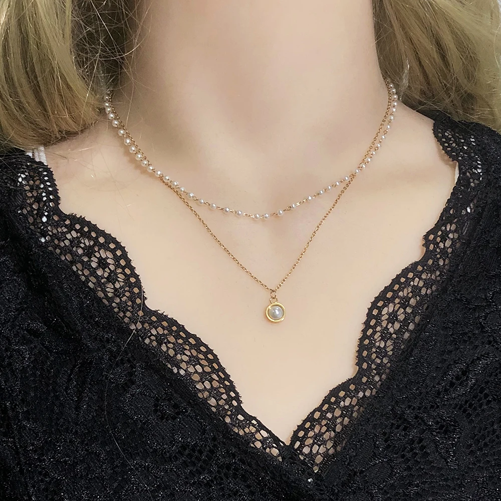 Clavicle Stainless Steel Pearl Chain Necklace For Women Imitation Pearl Choker Necklaces Pendants Wedding Jewelry Goth collares
Clavicle Stainless Steel Pearl Chain Necklace For Women Imitation Pearl Choker Necklaces Pendants Wedding Jewelry Goth collares
