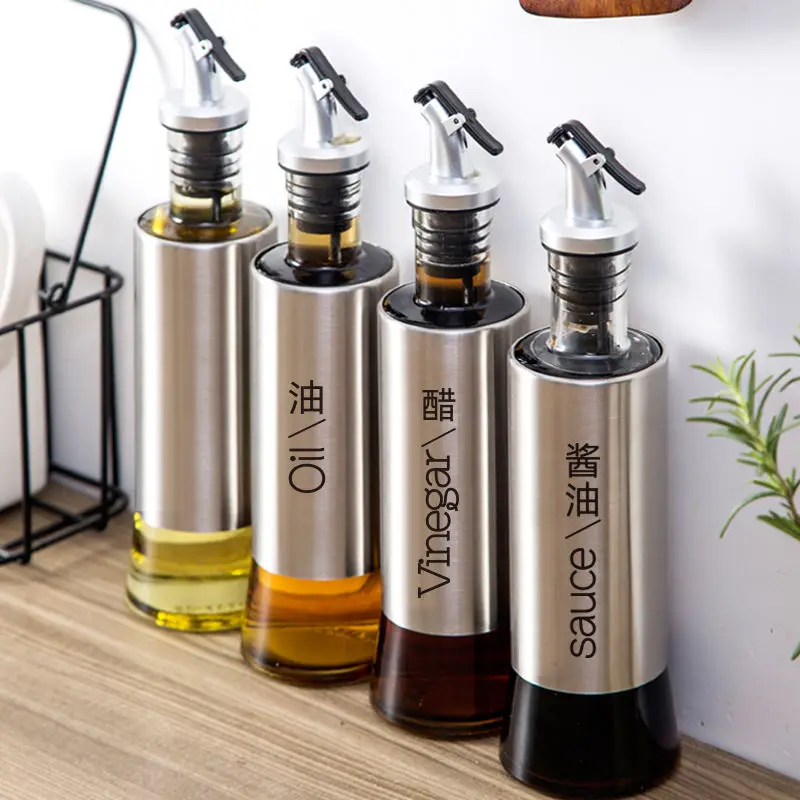 Stainless Steel Glass Oil Bottle Press Nozzle Mouth Oil Pot Vinegar Soy Sauce Seasoning Bottle Household Kitchen Combination Set
Stainless Steel Glass Oil Bottle Press Nozzle Mouth Oil Pot Vinegar Soy Sauce Seasoning Bottle Household Kitchen Combination Set