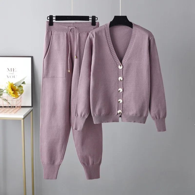 SuperAen Autumn and Winter New V-neck Cardigan Sweater Harem Pants Set Solid Color Cardigan Sweater Two-piece Ses
SuperAen Autumn and Winter New V-neck Cardigan Sweater Harem Pants Set Solid Color Cardigan Sweater Two-piece Ses
