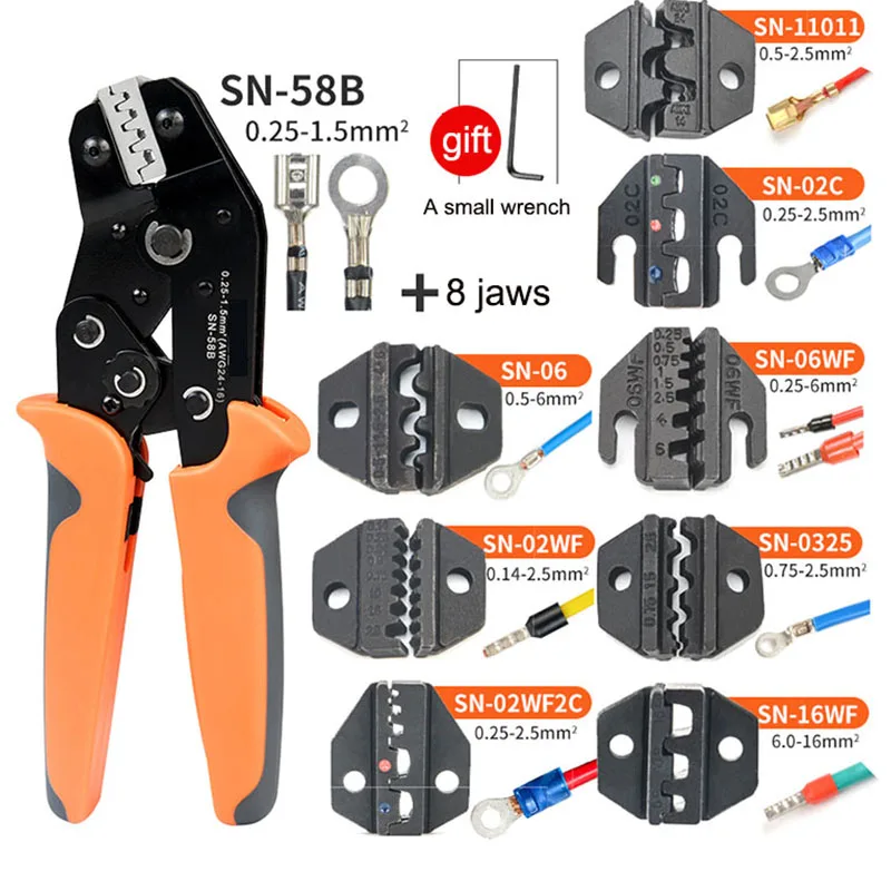 Multifunctional Crimping Pliers Interchangeable Die Cold Pressing Pliers Terminal Crimping Jaw Die Tool Kit 
Multifunctional Crimping Pliers Interchangeable Die Cold Pressing Pliers Terminal Crimping Jaw Die Tool Kit