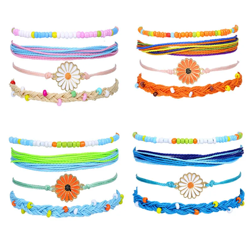 New Boho Waterproof Wax Thread Hand Braided Bracelet Alloy Chrysanthemum Beaded Bracelet Set
New Boho Waterproof Wax Thread Hand Braided Bracelet Alloy Chrysanthemum Beaded Bracelet Set