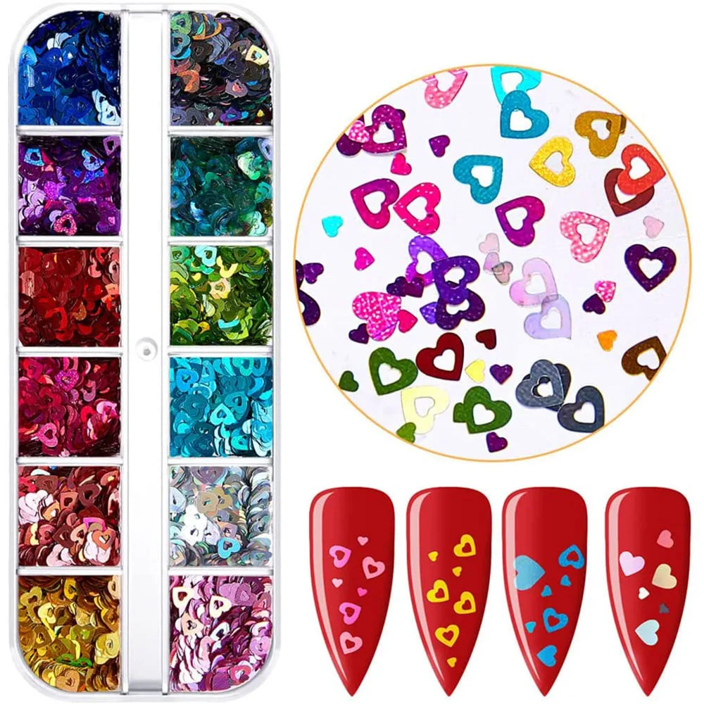 12 Grid/Box 3D Hollow Heart Nail Sequins Holographic Glitter Nail Art Decorations Paillette DIY Manicure Tips Tools JK&
12 Grid/Box 3D Hollow Heart Nail Sequins Holographic Glitter Nail Art Decorations Paillette DIY Manicure Tips Tools JK&