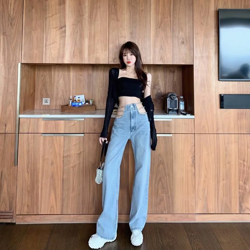 Hot jeans,2023 Sexy Hollow Out Chain Streetwear Jeans for Women Summer High Waist Loose Harajuku Straight Denim Pants Fashion Ko
Hot jeans,2023 Sexy Hollow Out Chain Streetwear Jeans for Women Summer High Waist Loose Harajuku Straight Denim Pants Fashion Ko