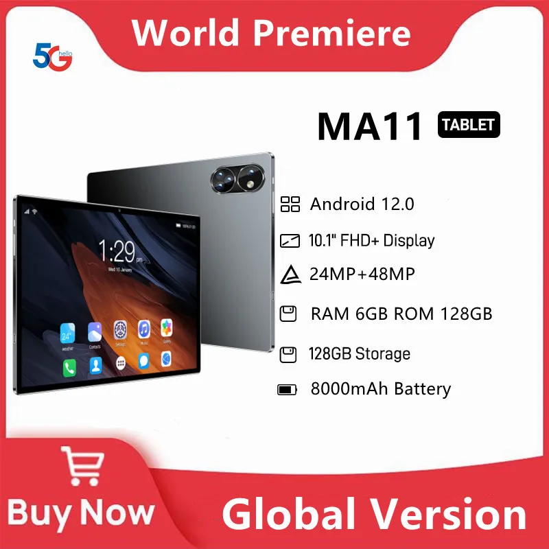2023 New Pad MA11 Tablets Pc 10.1 Inch 5G Network Dual SIM Cards 6GB RAM 128GB ROM Google Play WiFi Bluetooth Android 12 Tablet
2023 New Pad MA11 Tablets Pc 10.1 Inch 5G Network Dual SIM Cards 6GB RAM 128GB ROM Google Play WiFi Bluetooth Android 12 Tablet