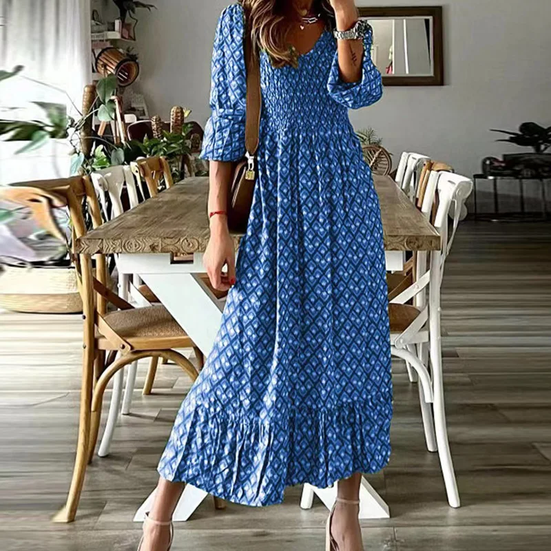 Spring Pattern Print Boho Party Dress Women Elegant V Neck High Waist Pleated Long Dress Summer Short Sleeve Ruffle Maxi Dresses
Spring Pattern Print Boho Party Dress Women Elegant V Neck High Waist Pleated Long Dress Summer Short Sleeve Ruffle Maxi Dresses