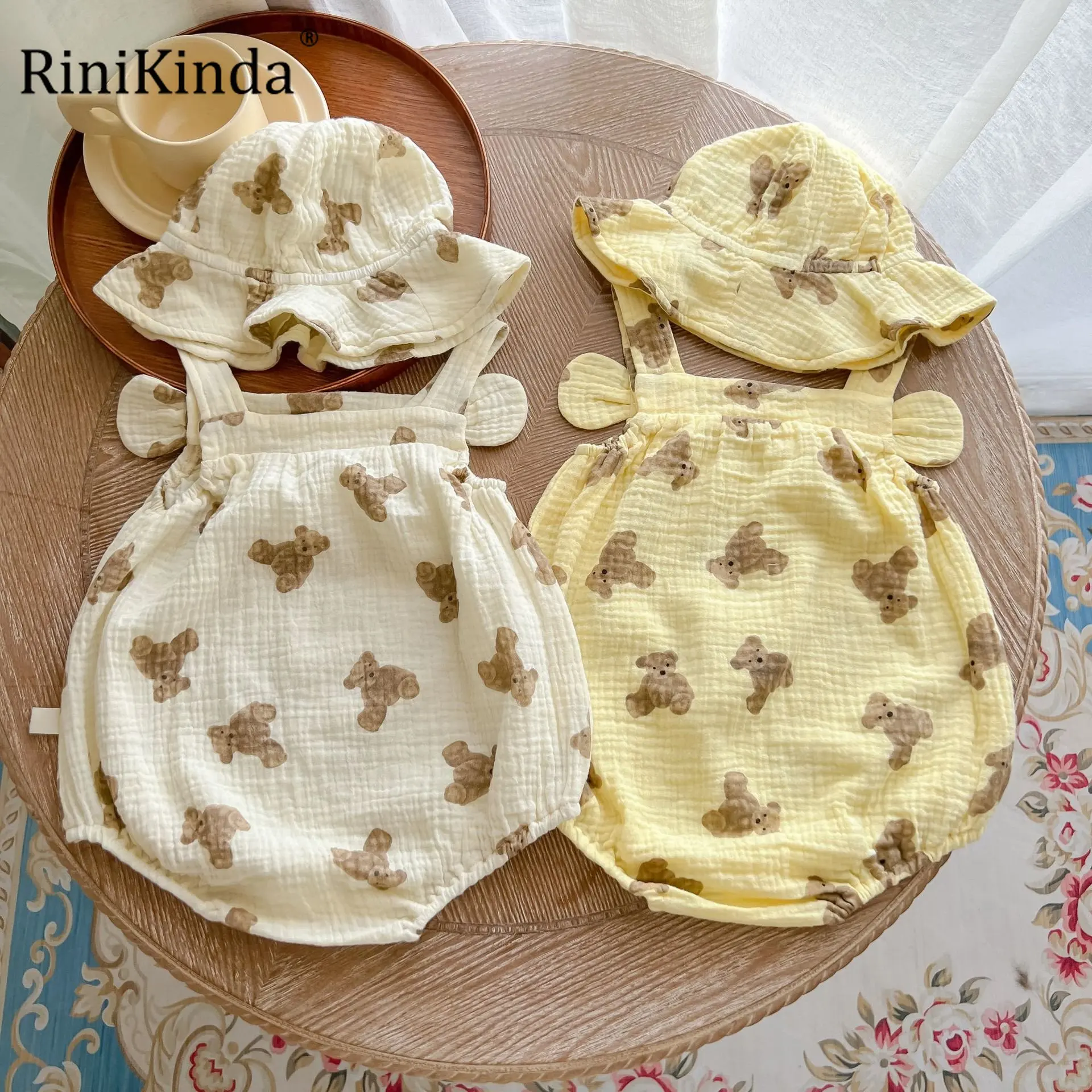 RiniKinda 2022 Children Suit Cartoon Bear Baby Sleeveless Romper Baby Hat One-piece Suit Newborn Girl Suspender Romper Jumpsuit
RiniKinda 2022 Children Suit Cartoon Bear Baby Sleeveless Romper Baby Hat One-piece Suit Newborn Girl Suspender Romper Jumpsuit