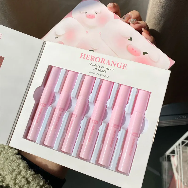 6Pcs Cute Pig Head Lipstick Set Matte Velvet Mist Lip Glaze Waterproof Long Lasting Makeup Not Easy To Fade Lip Gloss Cosmetics
6Pcs Cute Pig Head Lipstick Set Matte Velvet Mist Lip Glaze Waterproof Long Lasting Makeup Not Easy To Fade Lip Gloss Cosmetics
