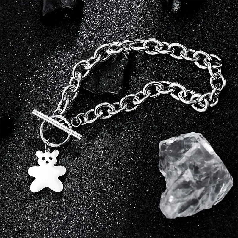Gothic Bear Pendant Lady Bracelet Fashion Titanium Steel Buckle Thick Chain Hip Hop Bracelet Trend New 2021
Gothic Bear Pendant Lady Bracelet Fashion Titanium Steel Buckle Thick Chain Hip Hop Bracelet Trend New 2021