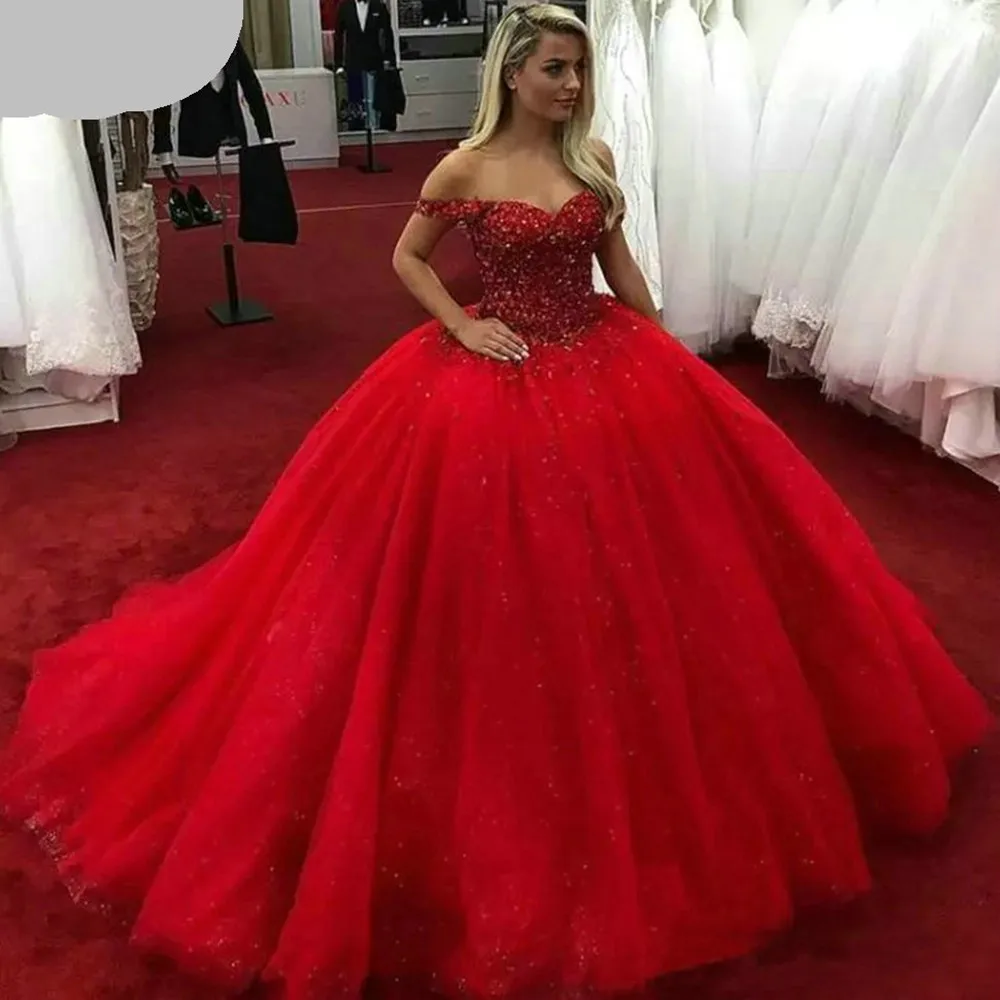 Charming Red Sequins Off Shoulder Top Long Evening Dresses Ball Gown Shinny Tulle Formal Party Dresses Lace Up vestidos de noche
Charming Red Sequins Off Shoulder Top Long Evening Dresses Ball Gown Shinny Tulle Formal Party Dresses Lace Up vestidos de noche