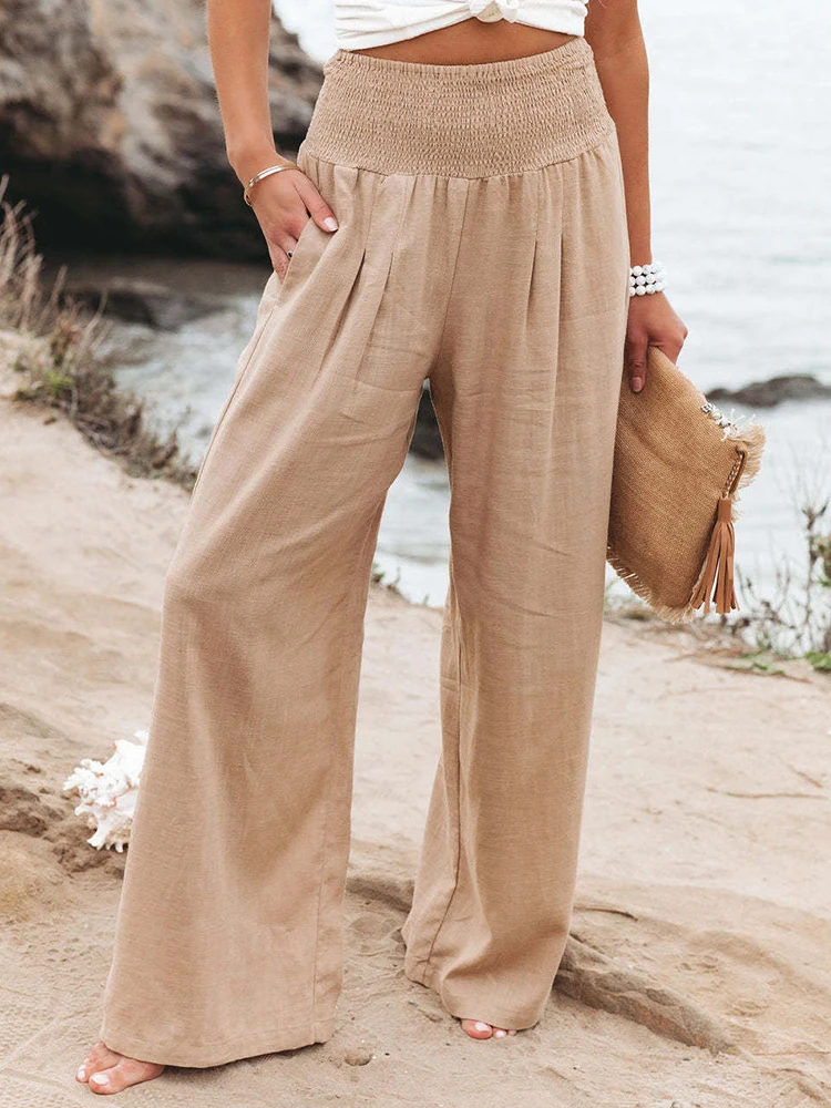 Spring Summer Casual Loose Cotton Linen Trousers Women Fashion Pants New Ladies Solid Elegant Elastic Waist Wide Leg Trousers
Spring Summer Casual Loose Cotton Linen Trousers Women Fashion Pants New Ladies Solid Elegant Elastic Waist Wide Leg Trousers