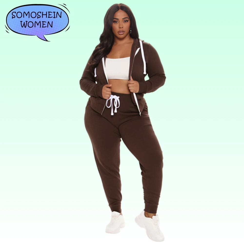 Somoshein Plus Size Women's Clothing Casual Tracksuits for Women Long Sleeve Zipper Matching Sets Solid Color Elastic Pant Set
Somoshein Plus Size Women's Clothing Casual Tracksuits for Women Long Sleeve Zipper Matching Sets Solid Color Elastic Pant Set