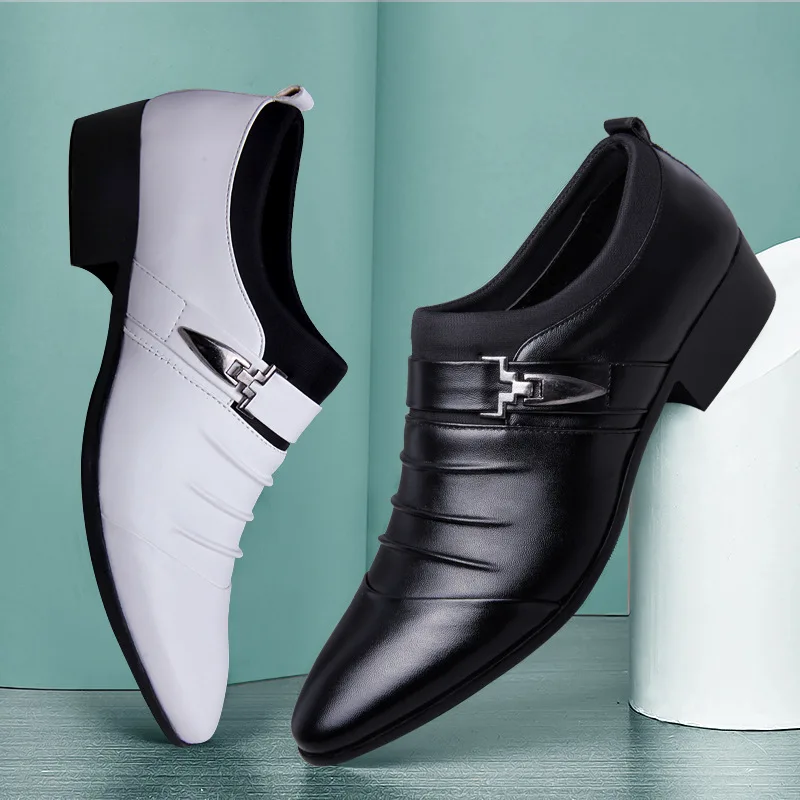 Classic Men Dress Shoes Slip on Black Leather Shoes for Men Plus Size Point Toe Business Casual Men Formal Shoes for Wedding
Classic Men Dress Shoes Slip on Black Leather Shoes for Men Plus Size Point Toe Business Casual Men Formal Shoes for Wedding