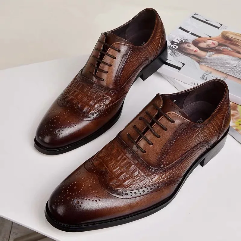 Men's Leather Shoes Fashion Dress Shoes Leather Brock Retro Gentlemen's Shoes Comfortable Pointed Toe Social Shoes Buty Meskie
Men's Leather Shoes Fashion Dress Shoes Leather Brock Retro Gentlemen's Shoes Comfortable Pointed Toe Social Shoes Buty Meskie