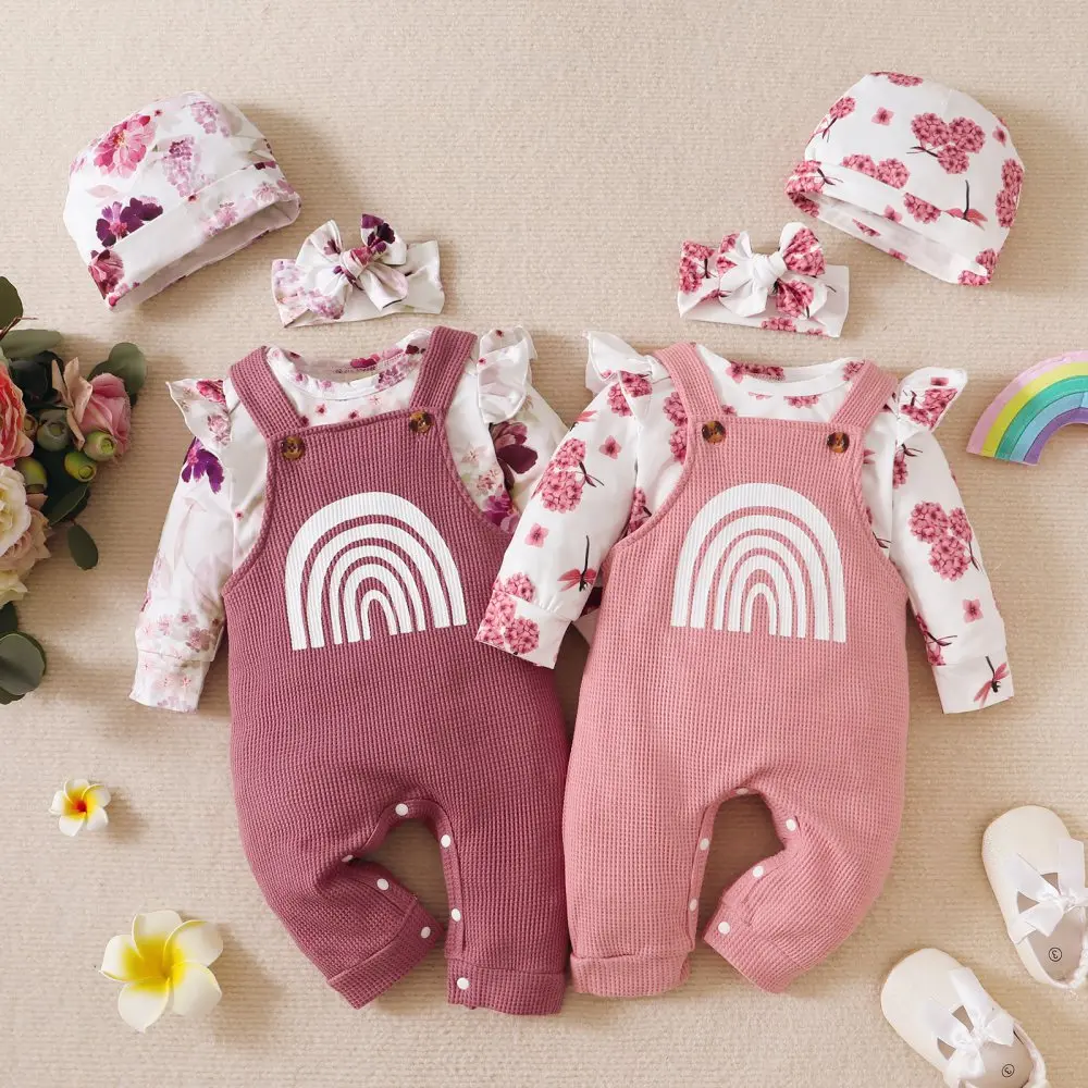 Baywell 0-18M Baby Girl Clothes Set Fall Newborn Infant Spring Outfits Printed Romper Rainbow Suspenders Hairband Hat Clothing
Baywell 0-18M Baby Girl Clothes Set Fall Newborn Infant Spring Outfits Printed Romper Rainbow Suspenders Hairband Hat Clothing
