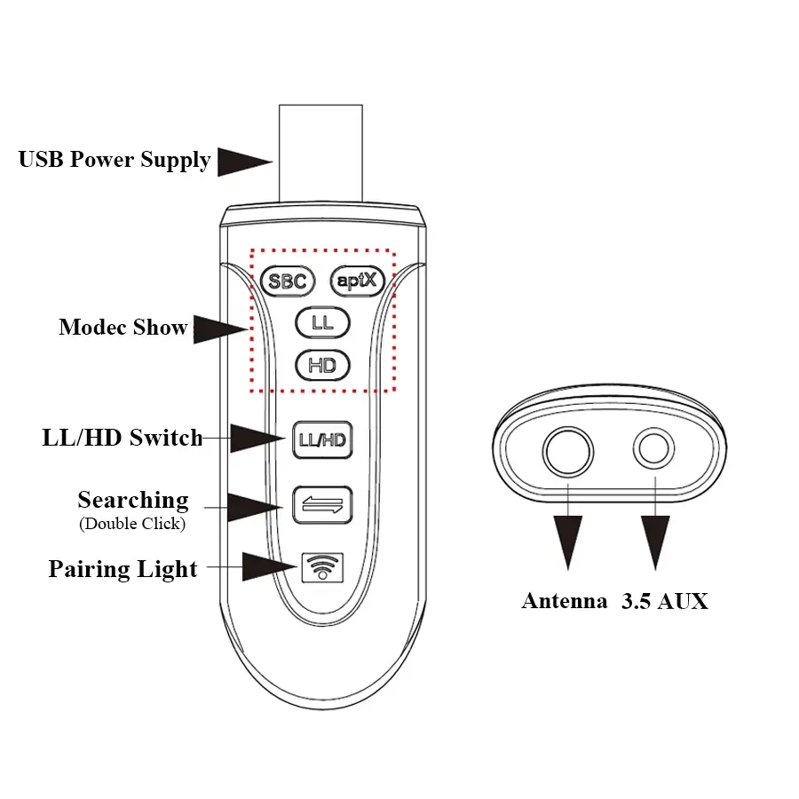 aptX HD/LL USB Bluetooth 5.0 Adapter for PC 3.5mm 3.5 AUX Wireless Audio Transmitter for PS4 TV Desktop Laptop two Link
aptX HD/LL USB Bluetooth 5.0 Adapter for PC 3.5mm 3.5 AUX Wireless Audio Transmitter for PS4 TV Desktop Laptop two Link