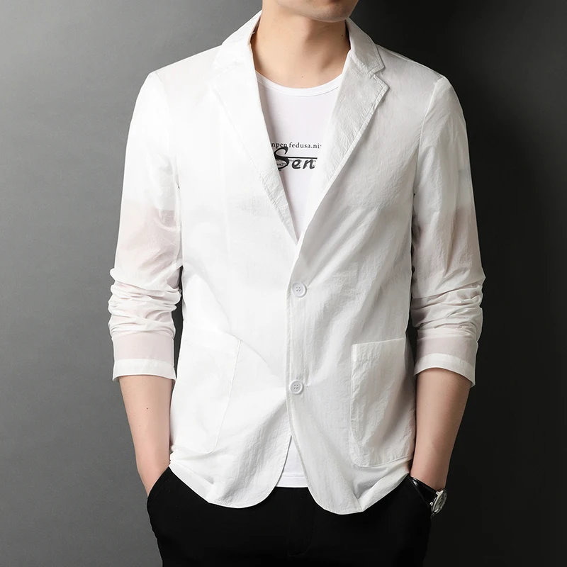 Sun Protection Wrapping Men's Spring Summer Thin Lapel Suit Men's Casual Fashion Ice Silk Coat 2023 Korean Suit
Sun Protection Wrapping Men's Spring Summer Thin Lapel Suit Men's Casual Fashion Ice Silk Coat 2023 Korean Suit