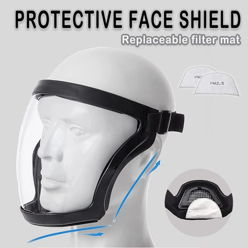 Transparent Full Face Shield with Filters Oil Splash Proof Mask Splash Proof Face Shield Protective Face Cover Kitchen Tools
Transparent Full Face Shield with Filters Oil Splash Proof Mask Splash Proof Face Shield Protective Face Cover Kitchen Tools