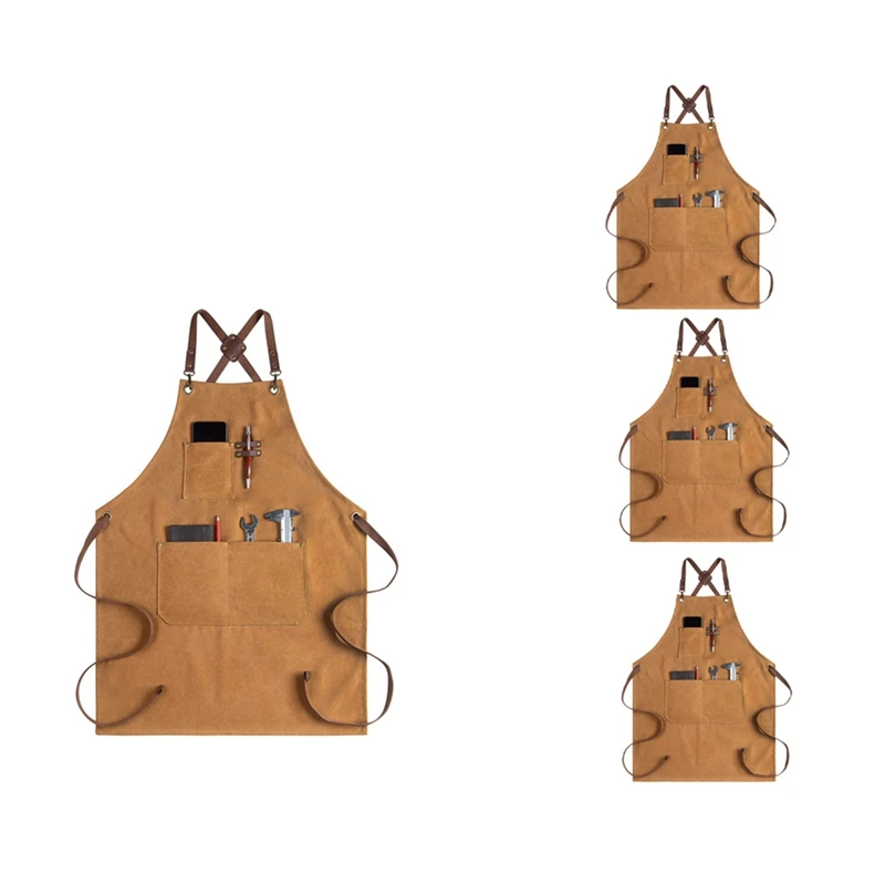 4X Apron For Men Canvas Arpons With Pockets-Cross Back Kitchen Apron For Cooking Grilling Baking BBQ Barber-Brown
4X Apron For Men Canvas Arpons With Pockets-Cross Back Kitchen Apron For Cooking Grilling Baking BBQ Barber-Brown