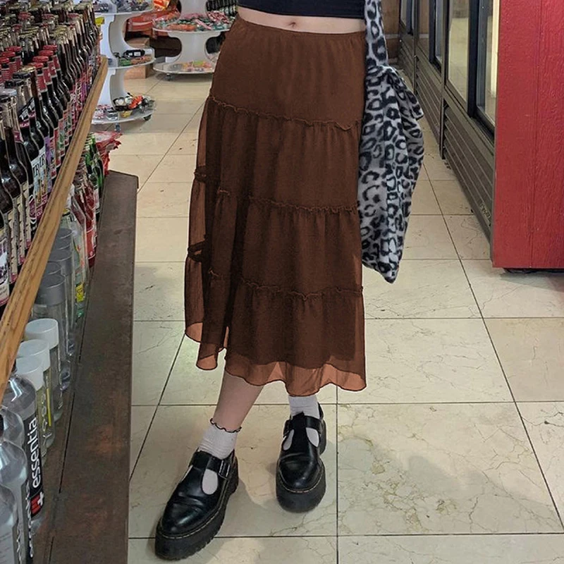Autumn Y2K Temperament Bust Skirt Girls Leisure Style Solid Color Stringy Selvedge Splicing Mesh Long Half Skirt
Autumn Y2K Temperament Bust Skirt Girls Leisure Style Solid Color Stringy Selvedge Splicing Mesh Long Half Skirt