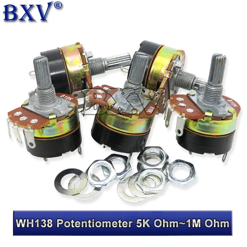 

WH138-1 Potentiometer Adjustable Resistance Speed Regulator With Switch WH138 B5K B10K B20K B50K B100K B250K B500K 10K 100K 2PCS