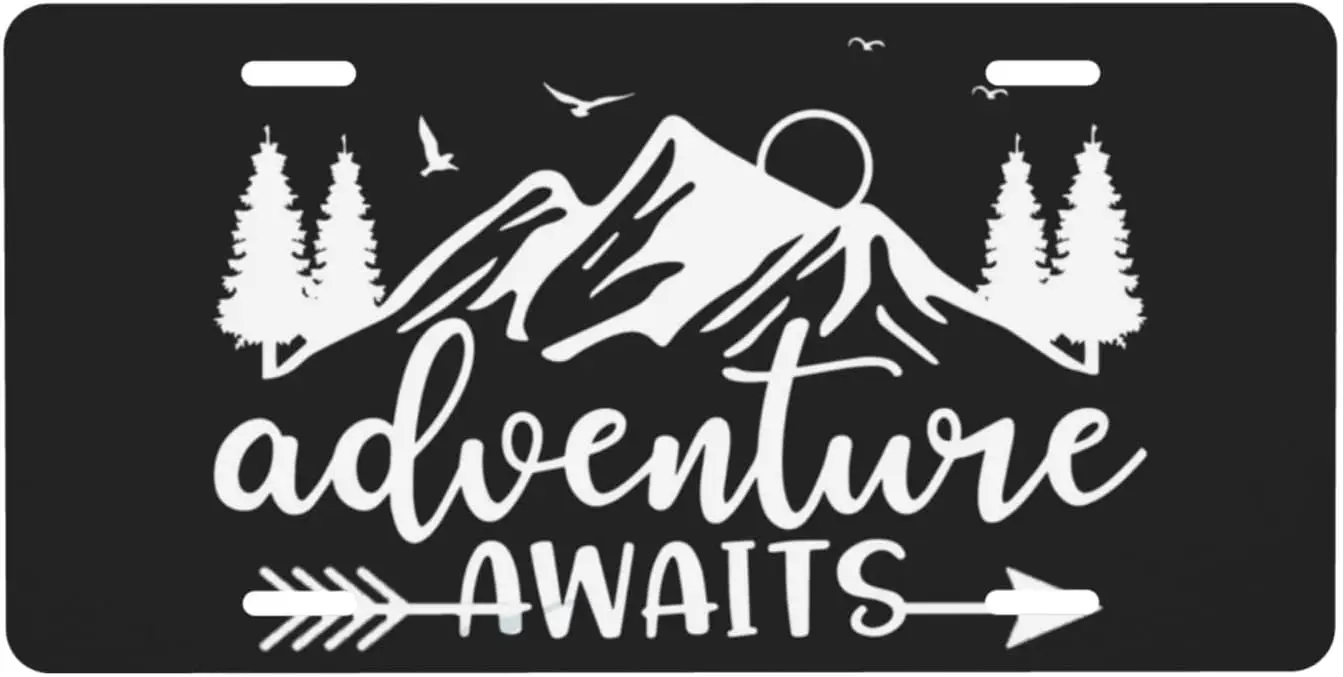 Adventure Awaits Mountain Tree Black License Plate Decorative Metal Car Front License Plate Cover with 4 Holes Car Tag 6x12 inch
Adventure Awaits Mountain Tree Black License Plate Decorative Metal Car Front License Plate Cover with 4 Holes Car Tag 6x12 inch