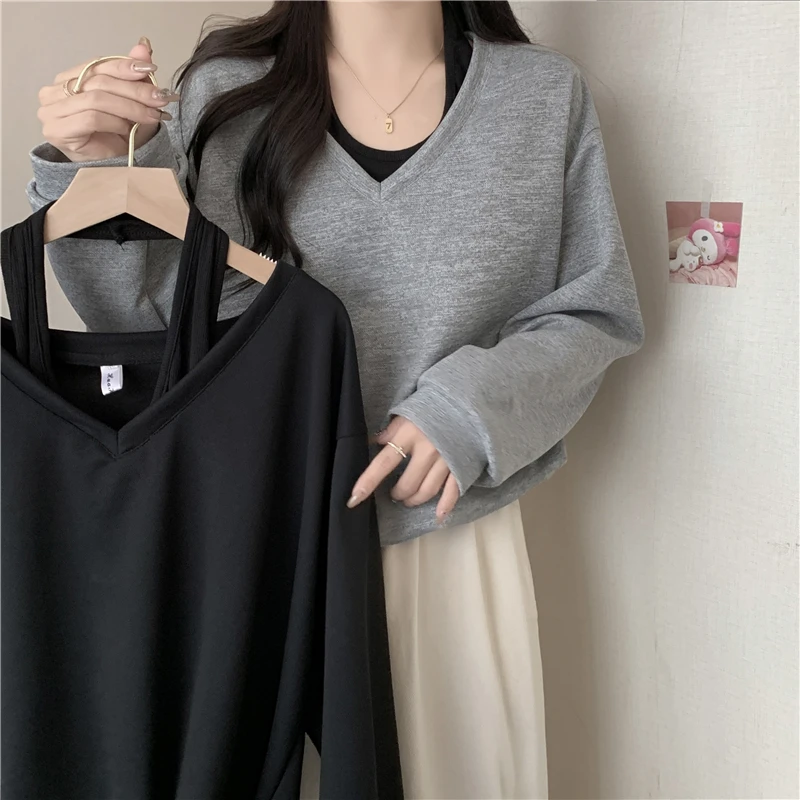 harajuku Casual oversized solid Fake two pieces T-shirt autumn winter fleece Long Sleeve T Shirts for Women clothes warm y2k top
harajuku Casual oversized solid Fake two pieces T-shirt autumn winter fleece Long Sleeve T Shirts for Women clothes warm y2k top