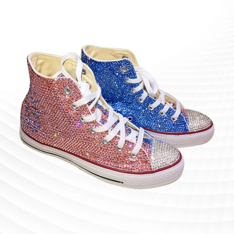 Pink blue high-top double spell rhinestone canvas shoes street shooting comfortable handmade rhinestone vulcanized shoes 35-46
Pink blue high-top double spell rhinestone canvas shoes street shooting comfortable handmade rhinestone vulcanized shoes 35-46