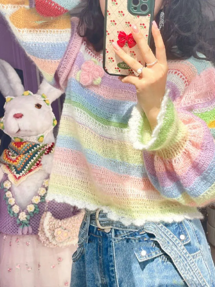 2023 Y2k Aesthetic Vintage O Neck Women Sweaters Grunge Loose Basic Sueter Mujer Japanese Knitted Rainbow Stripes Harajuku Tops
2023 Y2k Aesthetic Vintage O Neck Women Sweaters Grunge Loose Basic Sueter Mujer Japanese Knitted Rainbow Stripes Harajuku Tops