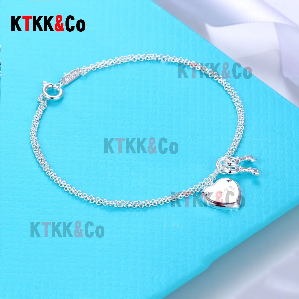 Luxury High Quality 100% 925 Sterling Silver Classic Double Key Love Pendant Bracelet Christmas Valentine's Day Gift
Luxury High Quality 100% 925 Sterling Silver Classic Double Key Love Pendant Bracelet Christmas Valentine's Day Gift