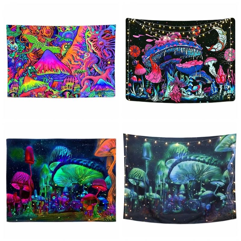 

Psychedelic Mushroom Colorful Monster Hippie Abstract Wall Hanging Trippy Forest Tapestries For Living Room Dorm Decor