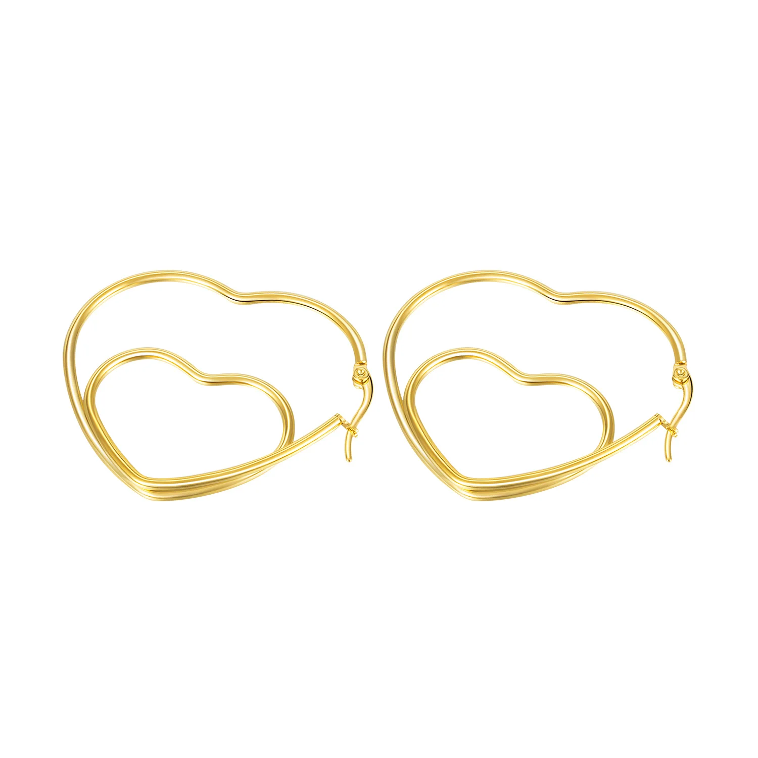 Fashion European Simple Big Gold Double Heart Circle 316L Stainless Steel Earrings For Women Jewelry Gift
Fashion European Simple Big Gold Double Heart Circle 316L Stainless Steel Earrings For Women Jewelry Gift