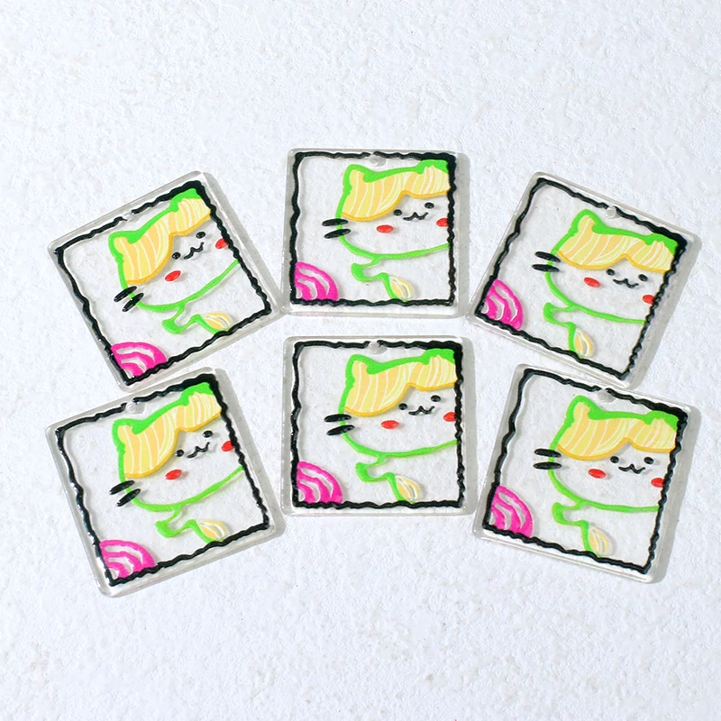 10pcs 31x31mm Cute Cartoon Cat Charms for DIY Jewelry Making Acrylic Animal Earring Necklace Keychain Accessories Party Findings
10pcs 31x31mm Cute Cartoon Cat Charms for DIY Jewelry Making Acrylic Animal Earring Necklace Keychain Accessories Party Findings